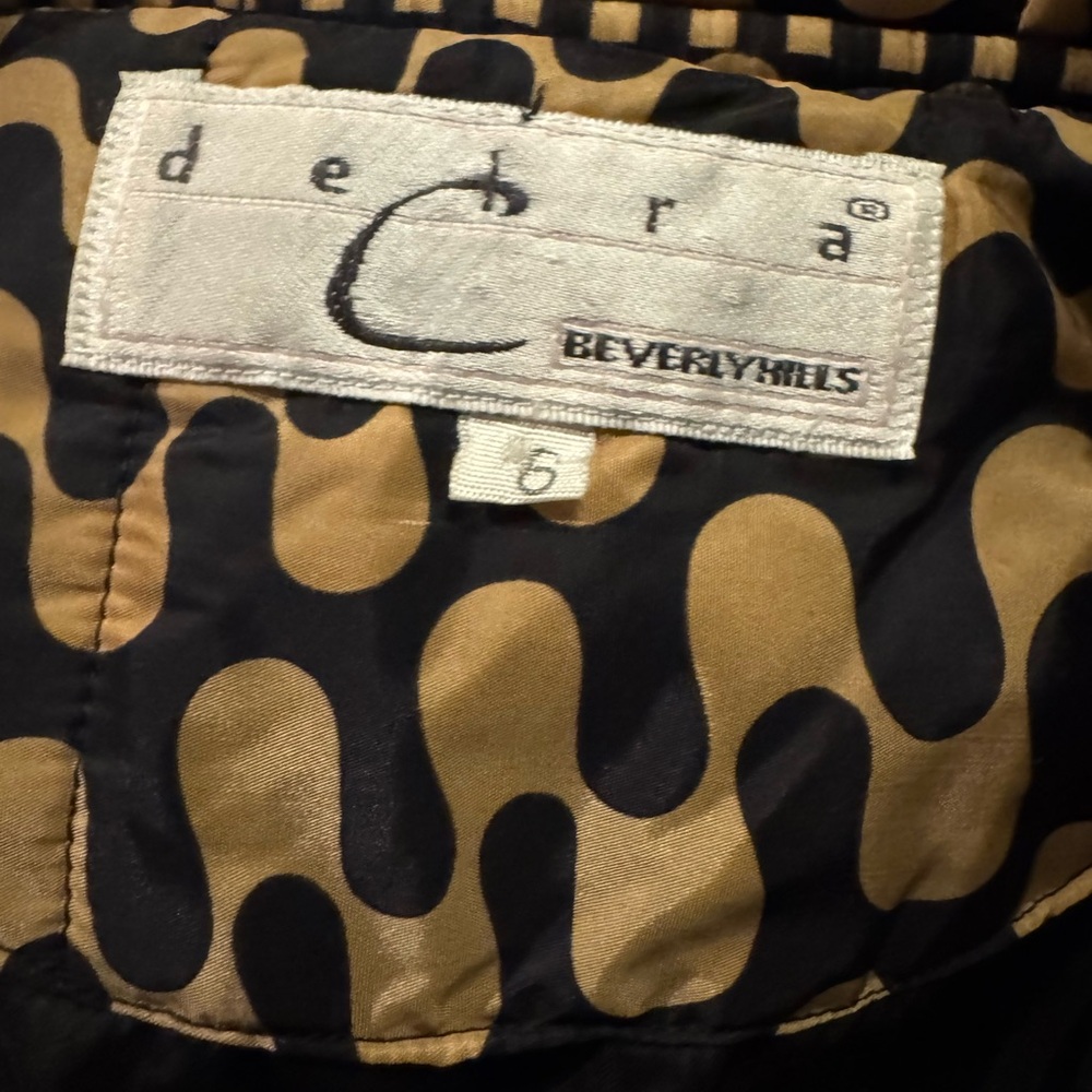 Debra C Beverly Hills Italian Designer Jacket Size 6 Gold & Black Geometric Prnt - Picture 8 of 13